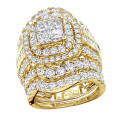 7 Carat Large Princess Baguette Round Diamond Engagement Ring Set 14K Gold