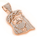 Mini Diamond Jesus Head Pendant 1ct 10K Gold Charm