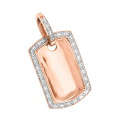 Solid Gold Diamond Dog Tag Pendant 10K Gold 0.65ct