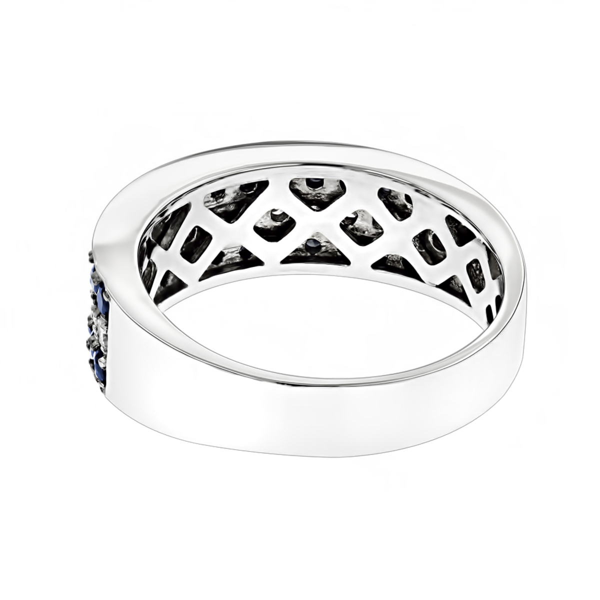 Unique 3 Row Sapphire Diamond Wedding Band 1.4ct 10K Gold Luxurman Ring