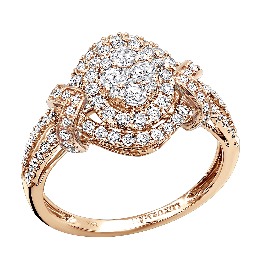 Item Code: 803058, Approx. Weight: 3.5 g, Warranty: 12 months, Ring Style: Birthstone, Unique, Metal: 14K Gold, Bridal: Bridal, Engagement, Setting Type: Cluster, Halo, Width: 1/2in (13mm), Personalization: Yes, Carat Weight: 0.9 ct, Type of Gemstone: Diamond, Color: White, Clarity: SI, Stone Setting Type: Pave.