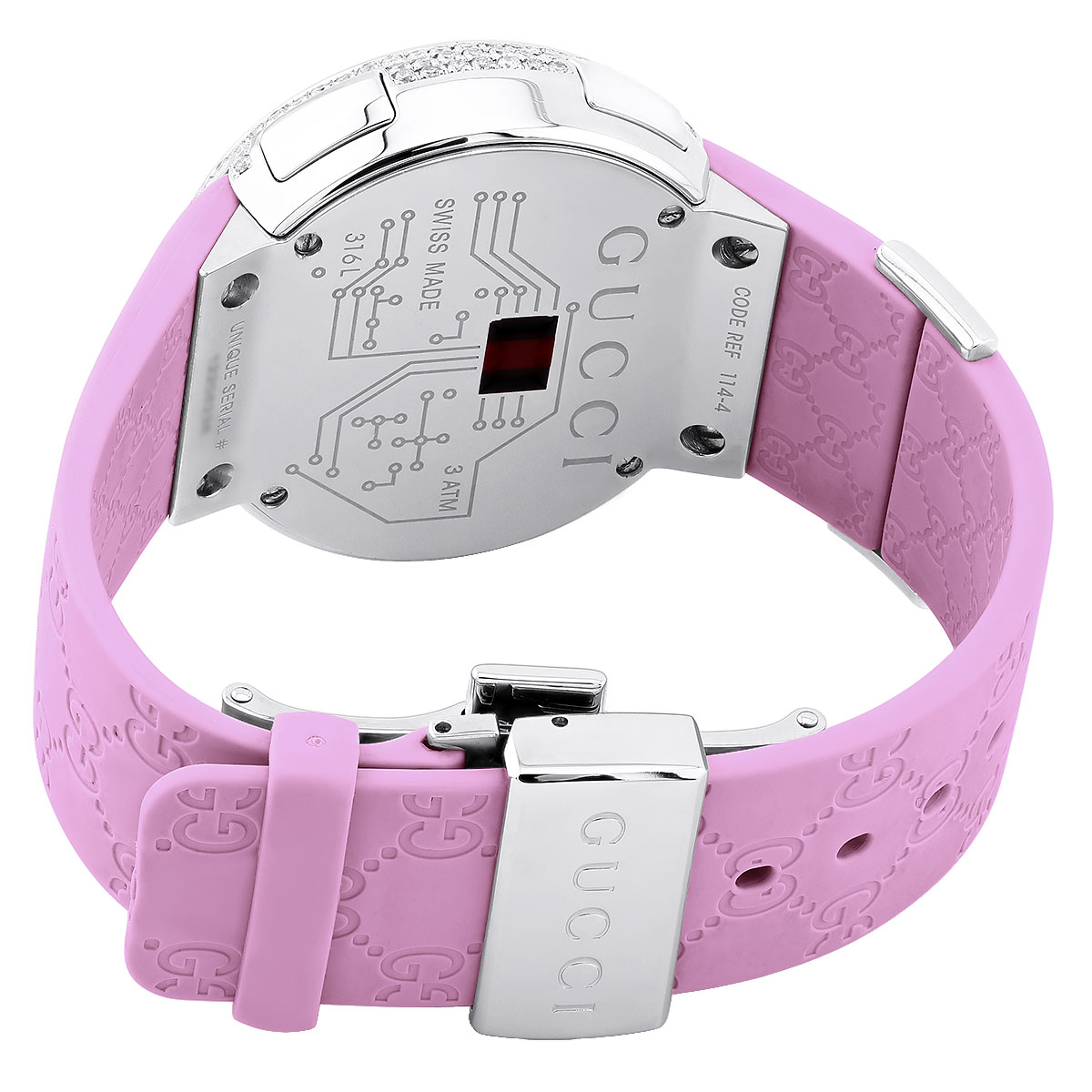 Ladies 114 I-Gucci 3ct Diamond Pink Watch YA114404 965440